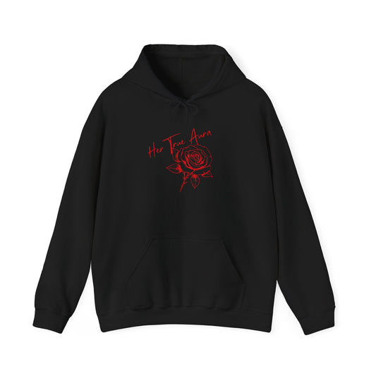 Embody Your True Aura Hoodie — Rose Heart Graphic Hooded Sweatshirt