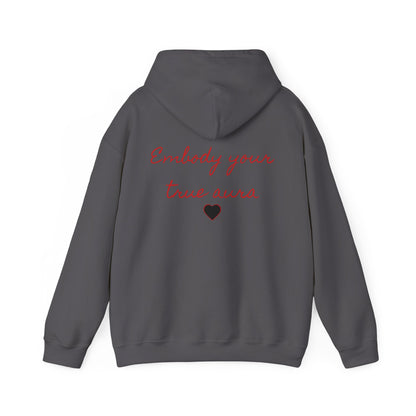 Embody Your True Aura Hoodie — Rose Heart Graphic Hooded Sweatshirt