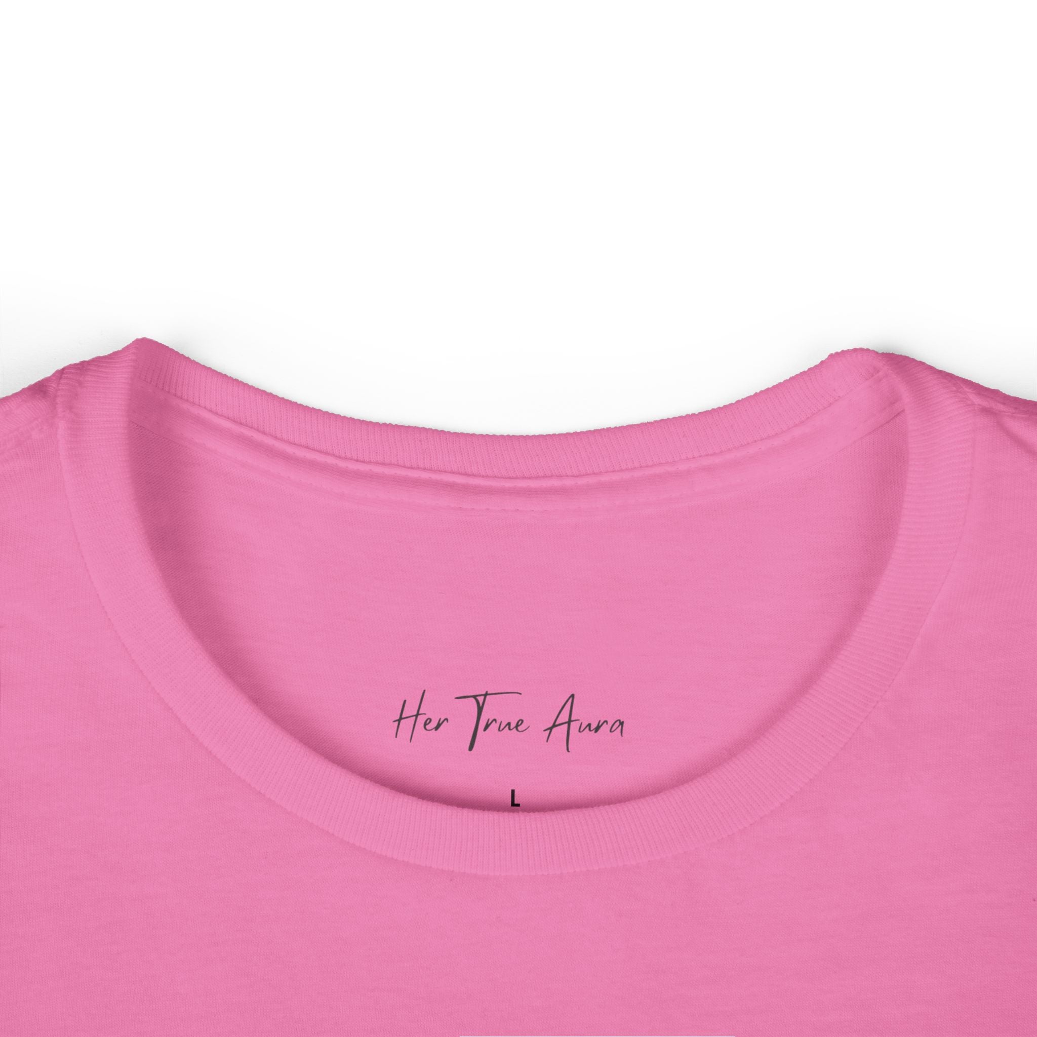 Her True Aura Women's Tee – Minimal Script Inspirational Shirt