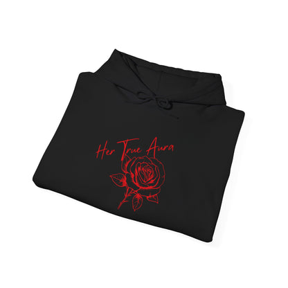 Embody Your True Aura Hoodie — Rose Heart Graphic Hooded Sweatshirt