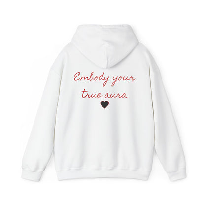 Embody Your True Aura Hoodie — Rose Heart Graphic Hooded Sweatshirt