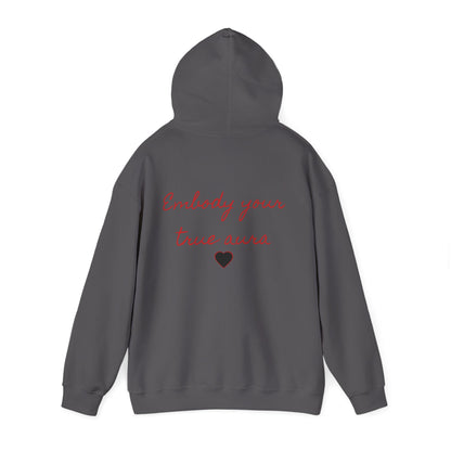 Embody Your True Aura Hoodie — Rose Heart Graphic Hooded Sweatshirt
