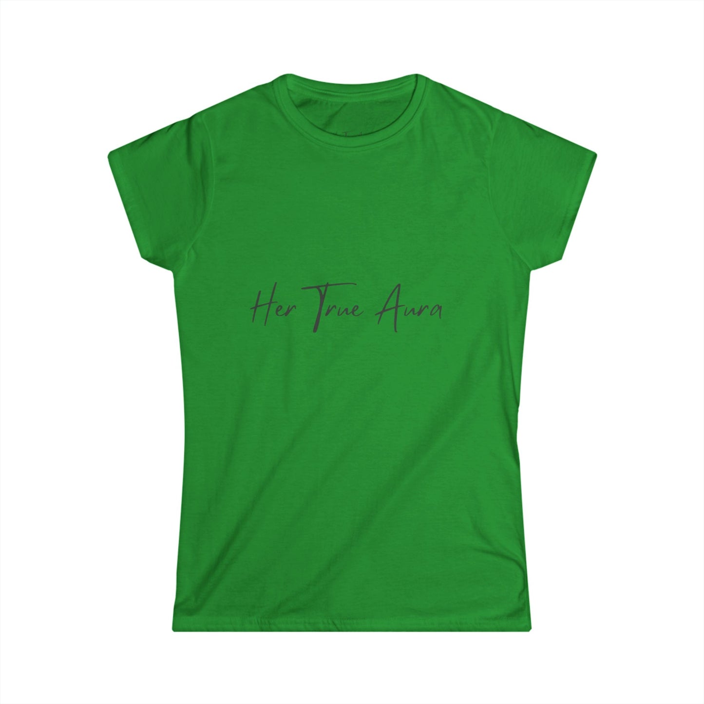 Her True Aura Women's Tee – Minimal Script Inspirational Shirt