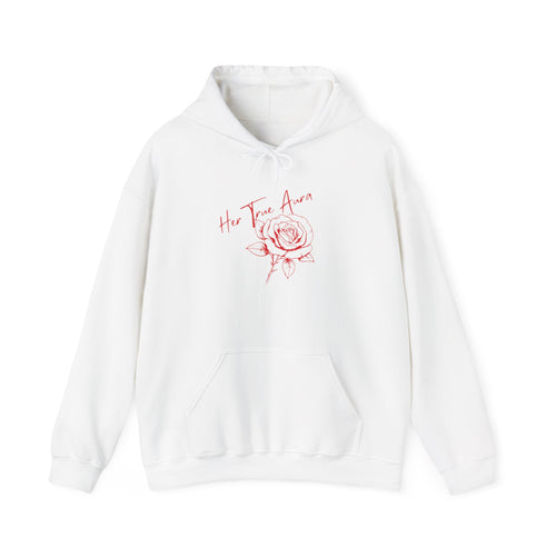 Embody Your True Aura Hoodie — Rose Heart Graphic Hooded Sweatshirt
