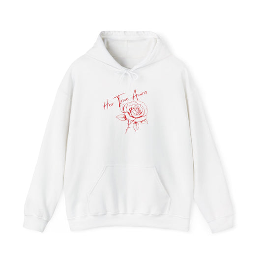 Embody Your True Aura Hoodie — Rose Heart Graphic Hooded Sweatshirt