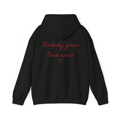 Embody Your True Aura Hoodie — Rose Heart Graphic Hooded Sweatshirt