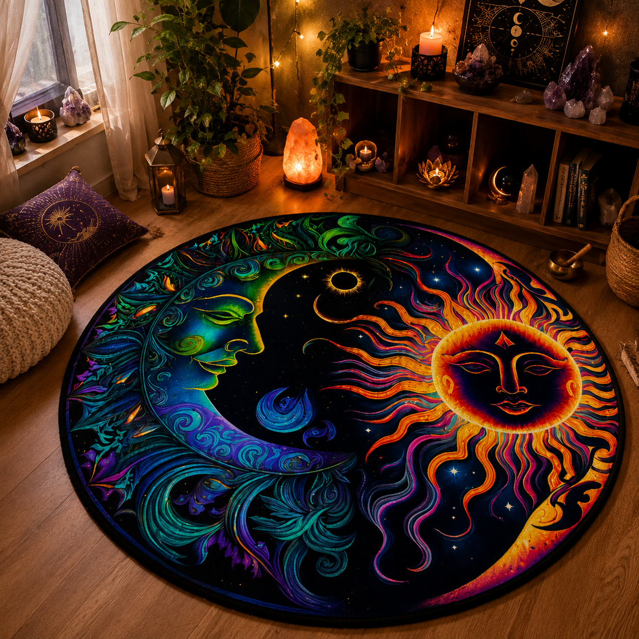 Celestial Sun & Moon Meditation Rug
